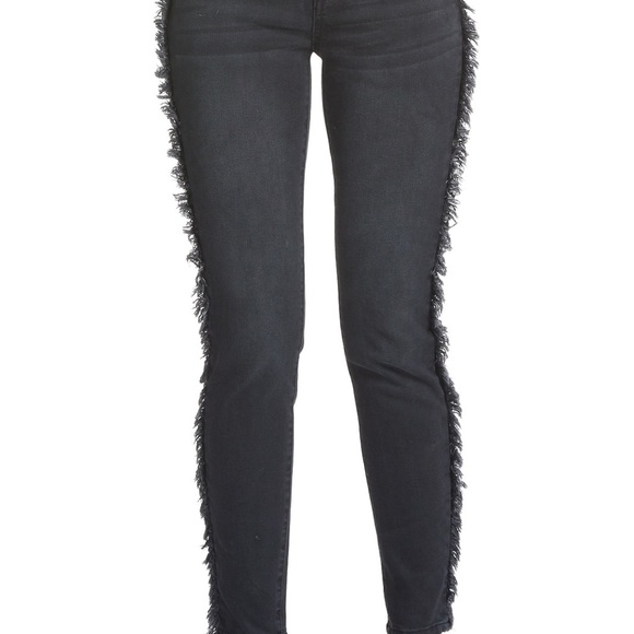 ELAN Fringe Denim Jeans INTERNATIONAL FRAY SIDE Black Skinny - Picture 3 of 13